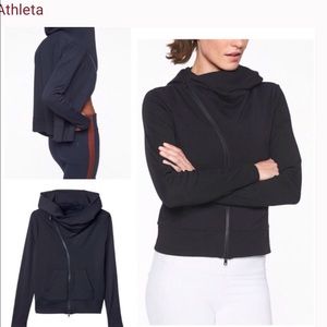 Athleta asymmetrical zip front black hoodie